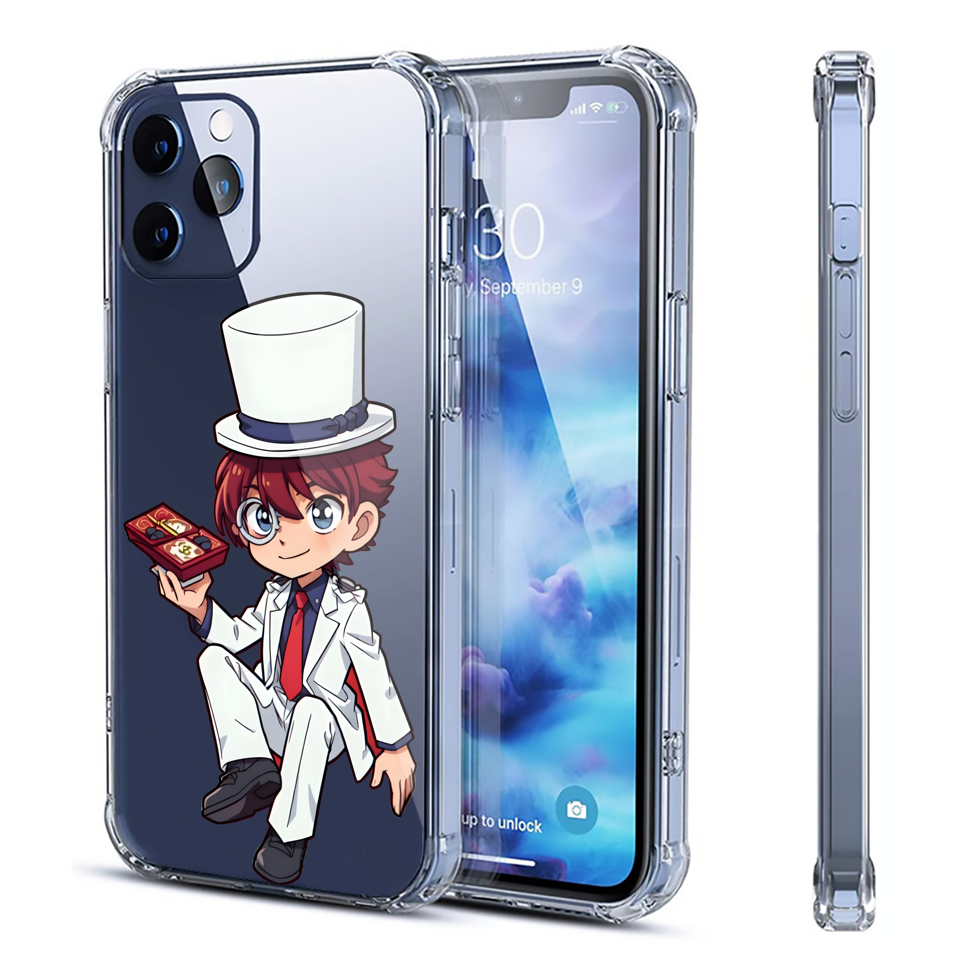 （画像用） 名探偵コナン くろば かいと Detective Conan Kuroba Kaito 【iPhone 12シリーズ対応】透明スマホケース（クリアソフトケース）
